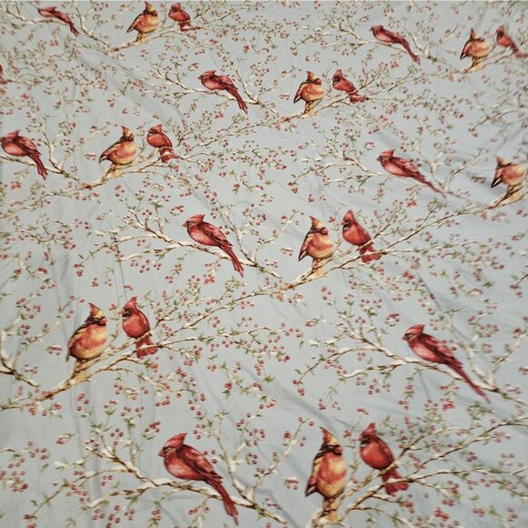 Pottery Barn Duvet Cover Winter Cardinal Blue Full Queen Holly Berry 86'Wx84"L - Picture 6 of 10